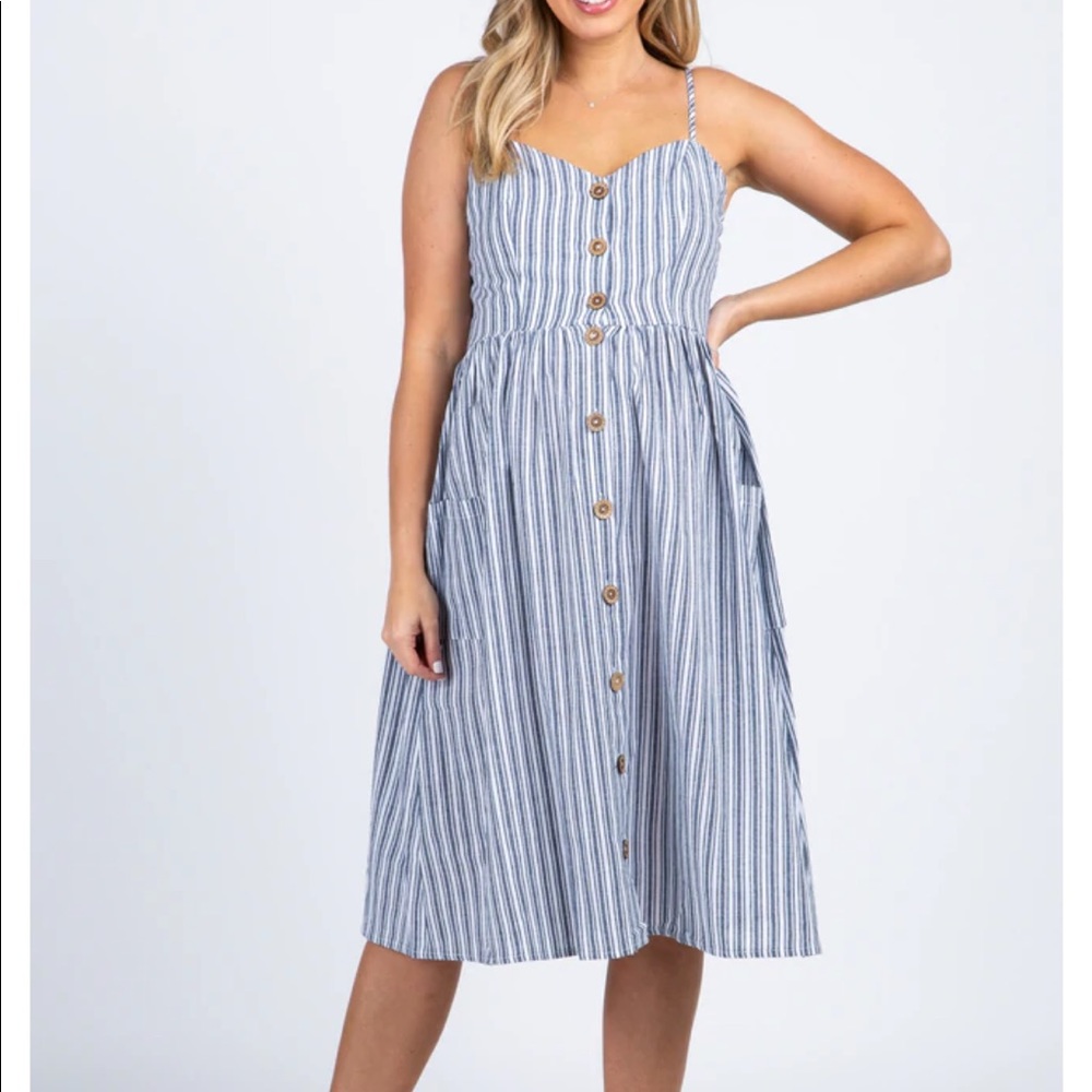 Pink blush button front maternity dress